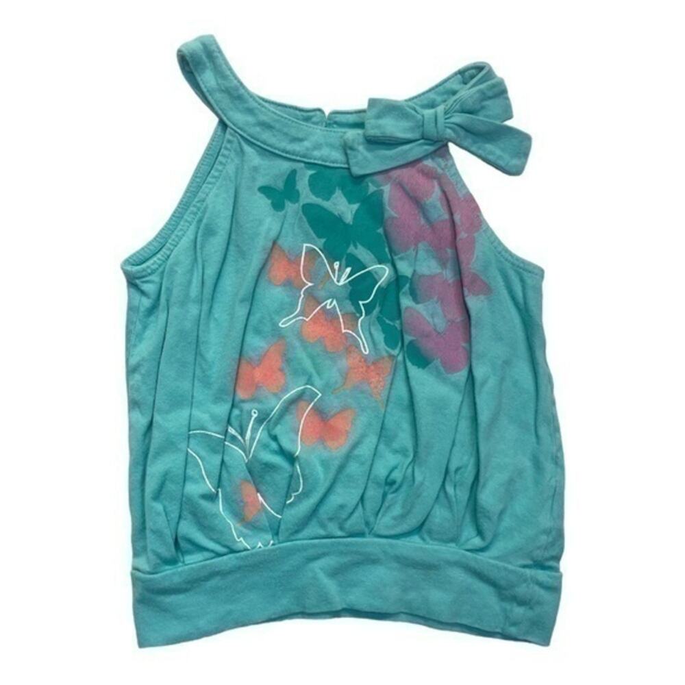 Butterfly Halter Tank Top Girls 3T Teal Pink Bow Detail Cherokee Summer